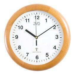 Zegar na ścianę JVD RH2341.68 drewniany okrągły czytelny radiowy 30 cm