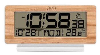 Budzik z termometrem JVD RB3523.3 sterowany radiowo jasnobrązowy alarm 16,6 x 8,6 cm