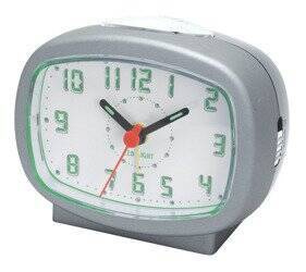 Budzik JVD SRP540.1 szary podświetlane na zielono cyfry 9 x 7,5 cm