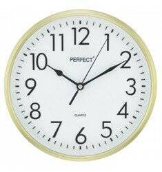 Zegar na ścianę Perfect FX-5742 złoty okrągły czytelny 25,5 cm