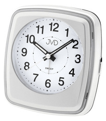 Budzik JVD biały drzemka płynący 10 cm SRP312.3