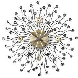 Zegar ścienny stal grafit złoto duży 49 cm HT116.3