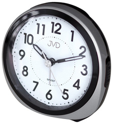 Budzik JVD SRP872.1 srebrny drzemka cichy mechanizm 10 cm