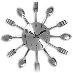 Zegar ścienny sztućce stal średni  30 cm ATE3047