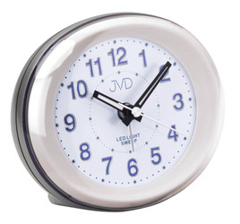 Budzik JVD SRP810.13 biały podświetlane na niebiesko cyfry 10 x 8 cm