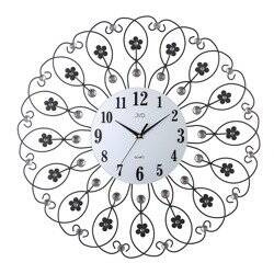 Zegar JVD ścienny DUŻY 60 cm  KWIATY kryształy HJ86