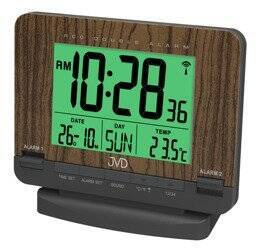 Budzik z termometrem JVD RB9242.2 sterowany radiowo jasnobrązowy dwa alarmy 12 x 11 cm