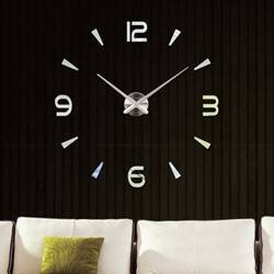 Zegar ścienny naklejany srebrny  duży 130 cm DIY